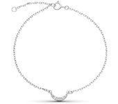 Pulsera Oro Blanco 9k 16 cm. luna centro combinada 5 diamantes 0.006ct.