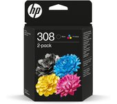 HP - Paquete de 2 Cartuchos de Tinta Original 308 negra/tricolor 6L6S6UE
