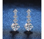 925 Sterling Silver 1 Carat Blue Color Moissanite Women Drop Earrings Engagement Gift Fine Jewelry Dating Party Gift