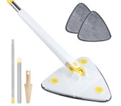 Cleaning Mop 360° Rotatable Water Absorption Triangular Mop Foldable Automatic Water Squeezing Wall Cleaning Mop OR 3 Mop Cloth
