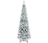 HOMCOM Árbol de Navidad Artificial 180 cm Árbol de Navidad Nevado con 523 Ramas Soporte de Acero Plegable Decoración para Hogar Fiestas Verde