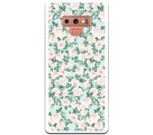 Funda compatible con Samsung Galaxy Note 9 - Patron flores con fondo verde