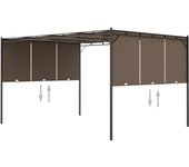 vidaXL Cenador de jardín con cortina lateral gris taupe 4x3x2,25 m