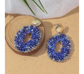 Bohemain Vintage Oval Crystal Beaded Drop Earrings for Women Handmade Multicolor Big Statement Earring Summer Party Jewelry Gift