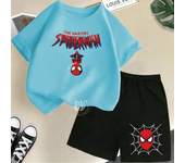 Cool Spider Man Fun Print Summer Cotton T-shirt+Shorts Boys and Girls 2-12 Year Old Round Neck Casual Children's Baby Casual Set