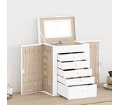 vidaXL Joyero de 6 niveles con espejo y cerradura en color Blanco/Negro | decorativo de pared para baño dormitorio recibidor moderno