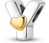 New 925 Sterling Silver Cute Gold Lucky Heart 26 Letter Series Charms Beads Fit Pan Original Bracelets DIY Gifts Fine  Jewelry