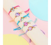 5Pcs/set Cartoon Bear Butterfly Rainbow Charm Adjustable Cord Rope Bracelet for Girl Hairband Use Friendship Gift