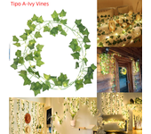 2M-10M Flower Green Leaf String Lights Artificial Vine Fairy Lights USB/Battery Powered Ramadan Garland for Weeding Home Decor