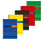 Campus - Cuadernos A4 Cuadrícula 4mm, Tapa Extradura, 80 Hojas, Pack de 5 Blocs para Uso Escolar, Oficina y Hogar, Colores Surtidos (5 Unidades)