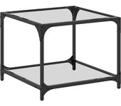 vidaXL Mesa de centro superficie vidrio transparente acero 50x50x40 cm Transparente, Negro, Mesita de Salón o Comedor o Auxiliar Mesa de Café Meuble Salón