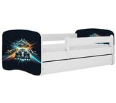 Cama 140 x 70 cm Kocot Kids com gaveta e colchão BabyDreams Race White