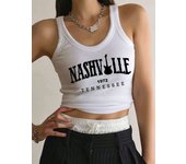 Nashville Tennessee Letter Prints Tank Top Summer Women Sleeveless Tight Ribbed Female Cotton Knit Vest Casual Street Clothing