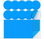 Kit de Reparación de Parches para Piscinas y Productos inflables, 20 Piezas, Impermeables, Redondo y Cuadrado