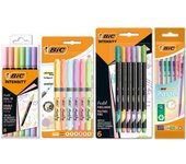 BIC Pastel Set de Escritorio con Rotuladores, Portaminas, Subrayadores y Rotuladores de Punta Fina-Tinta y Cuerpo de Colores Pastel Surtidos, Pack de23