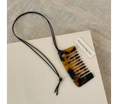 Korean Niche Leopard Print Vinegar Comb Pendant, Black Rope Necklace Women Design Sweater Chain for Girl Party Gifts