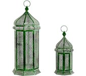 Faroles Home ESPRIT Verde Metal Oriental 23 x 23 x 57 cm (2 Piezas)