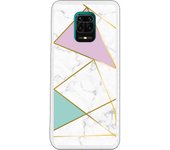Funda compatible con Xiaomi Redmi Note 9S - Note 9 Pro - Be Unique Funda Gel mármol colores franja dorada