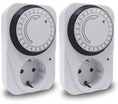 Enchufe Eléctrico Temporizador Mecánico de 24 Horas, Conmutación Cada 15 Minutos, Interruptor ON/Off, 230V 16A Blanco Extrastar