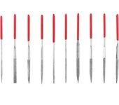 10 unids Aguja Archivo conjunto, 3x140mm Mini modelo Archivos Diamond Archivos para metal plástico Vidrio Madera joyería áspera Talla