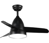 IluminaShop - Ventilador de Techo LED 24W Negro Motor DC con Mando a Distancia