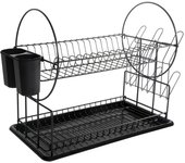 Escurridor de Plato de fregadero de Maple inoxidable con soporte de utenílio extraíble, portavacos y estante de secado-Función de escurridor automático de Plato-escurridor de Plato