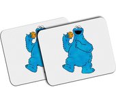 MERCHANDMANIA PACK 2 ALFOMBRILLAS MEDIANAS monstruo comedor de galletas peludo azul niños mousepad raton