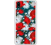 Funda compatible con Samsung Galaxy A10S - Patron flores blancas y rojas