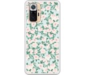 Funda compatible con Xiaomi Redmi Note 10 Pro / Pro Max - Patron flores con fondo verde