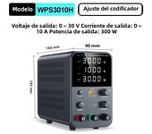 Wanptek Adjustable DC Power Supply with 4-digit LED Display, 5V/3.6A USB Fast Charge, Output Enable/Disable Function