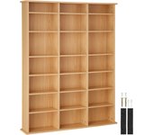 Tectake - Estantería STEVIE 105,5 x 19 x 136,5 cm, Elegante estantería para CDS con mucho espacio de almacenamiento, 18 estantes ajustables, Estructura estable y segura