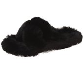 Fashion One Word Thick Fur Slippers Double Fur Slippers Casual Home Cotton Shoes for Women Flat Plush Cross Straps Slippers2025