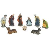 Nacimiento Resina 9 Piezas, Jesus, Maria, Jose, Reyes magos, Buey y Burro Figuras Belen Pesebre Decoración Navidad - Gerimport