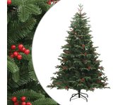 vidaXL Árbol de Navidad artificial con piñas y bayas 210 cm