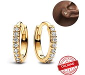Genuine 925 Sterling Silver Sparkling Huggie Hoop Earrings Sun & Moon Asymmetry Gold Hoop Earrings Women Simple Jewelry Gift