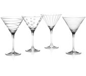 MIKASA Creative Tops Cheers Juego de Vasos de cóctel Martini de Cristal, Juego de 4, Multi-Color