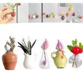 Mini jarrones magnéticos de cerámica para nevera, diseño de flor de cerámica 3D, ideal para cocina y oficina (juego B)