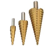 Brocas escalonadas HSS de 3 piezas, de 4 a 12/20/32mm, cónicas, para taladrar y descargador.