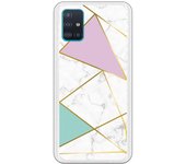 Funda compatible con Samsung Galaxy A51 - Be Unique Funda Gel mármol colores franja dorada