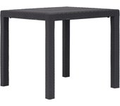 vidaXL Mesa de jardín de plástico aspecto ratán marrón 79x79x72 cm