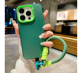 Fashion Lanyard Bracelet Silicone Metallic Aurora Matte New Case For iPhone 15 14 13 12 11 Pro Max X XS XR Soft Shockproof Cover