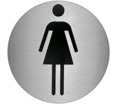 SANCO STORE - ORYX Placa Adhesiva Baño "Mujer" Acero Inoxidable Ø 7 cm.