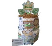 Tarta de Pañales Safari para Bebé – El Regalo Perfecto para Baby Shower | La Cestita del Bebé