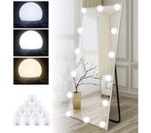 Kit de luz para espejo de 14 bombillas para tocador de maquillaje, espejo LED Hollywood regulable, lámpara de tocador USB con interruptor y cable, 3 colores y 10 niveles de brillo, adhesivo para iluminación de maquillaje [Clase energética A+]