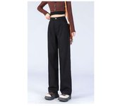 Woman Vintage Wide Leg Jeans Girls High Waist Pants Female Fashion Black Black Grey Retro Blue Light Blue Pink Denim Trousers