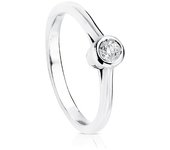 Inmaculada Romero Solitario Oro Blanco 18k Mujer Diamante 0.10ct Centro Chatón