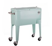 Nevera Carrito Vintaje para Barbacoa. Verde, 56 litros de capacidad, de Acero con epoxi Anticorrosión. Carrito de bebidas auxiliar isotermo. Para Exterior, Jardín, Terraza. Fresh Lolahome