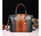 Ombre Crocodile Embossed Handbag  Classic Style Crossbody Bag Women's Leather Satchel Purse