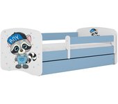 Cama 140 x 70 cm Kocot Kids com gaveta e colchão BabyDreams Raccoon Blue