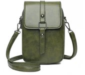 Bolso pequeño retro de cuero de aceite, bolso de doble capa de gran capacidad para teléfono móvil, monedero pequeño, bolso bandolera pequeño a juego de moda 2023